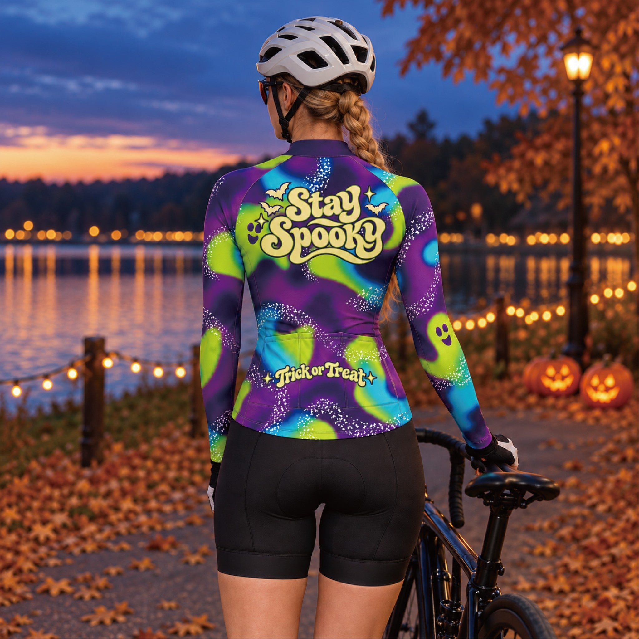 Moonlit Miles – Custom Halloween Long Sleeve Cycling Jersey